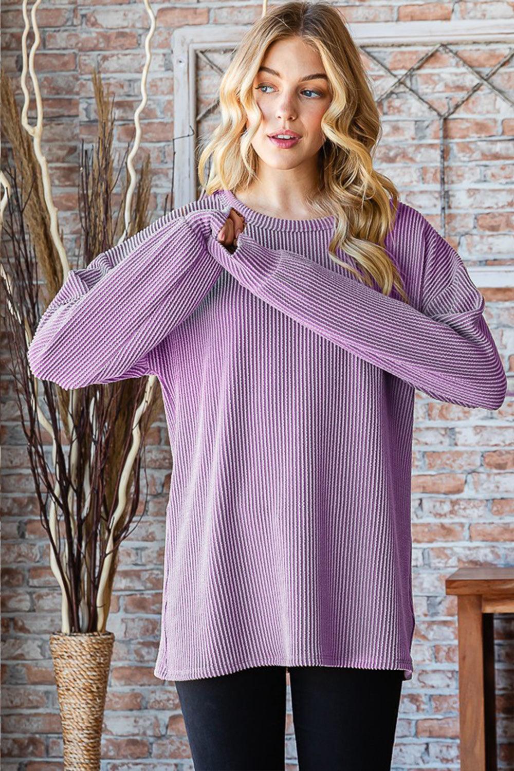 Heimish Full Size Round Neck Dropped Shoulder Blouse Carauana Store