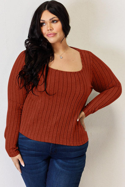 Basic Bae Full Size Ribbed Long Sleeve T-Shirt Carauana Store