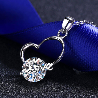 2 Carat Moissanite Heart 925 Sterling Silver Necklace Carauana Store