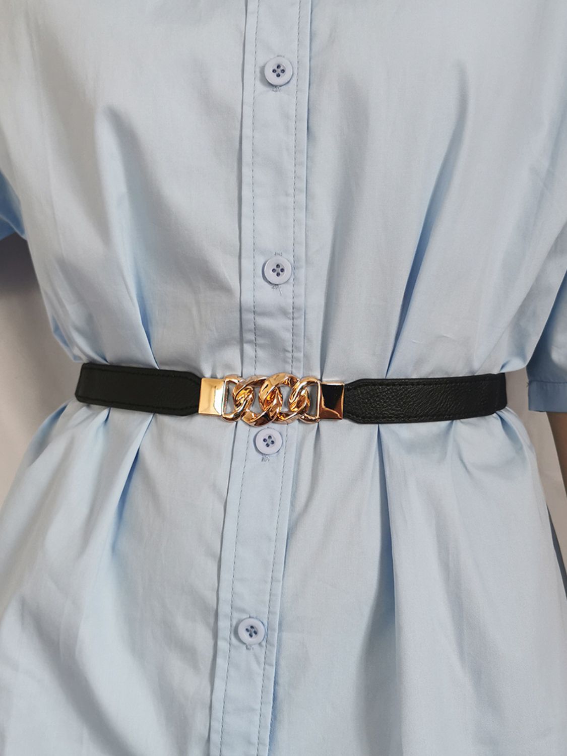 Zinc Alloy Buckle Elastic PU Belt Carauana Store