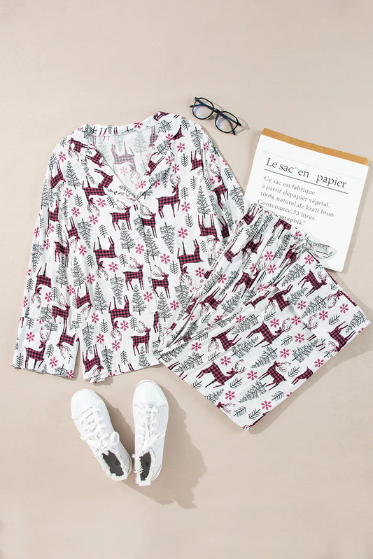 Printed Long Sleeve Top and Drawstring Pants Lounge Set Carauana Store