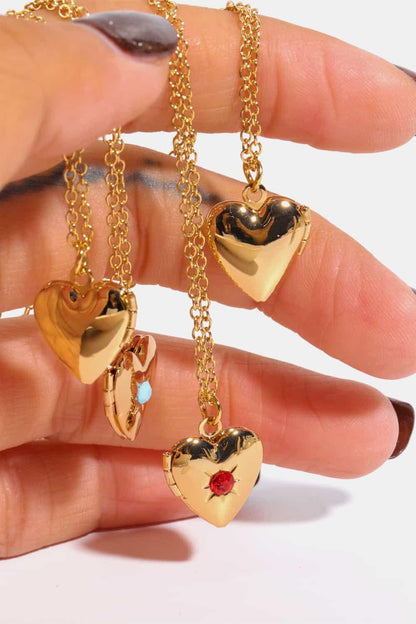 Zircon Heart Shape 14K Gold-Plated Pendant Necklace Carauana Store