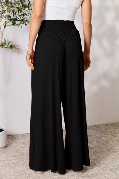 Double Take Full Size Smocked Wide Waistband Wide Leg Pants Carauana Store