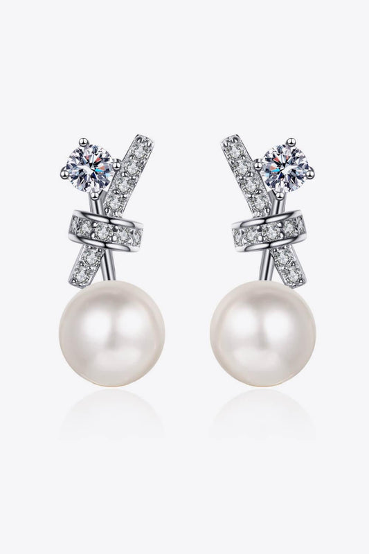 Pearl Moissanite Stud Earrings Carauana Store