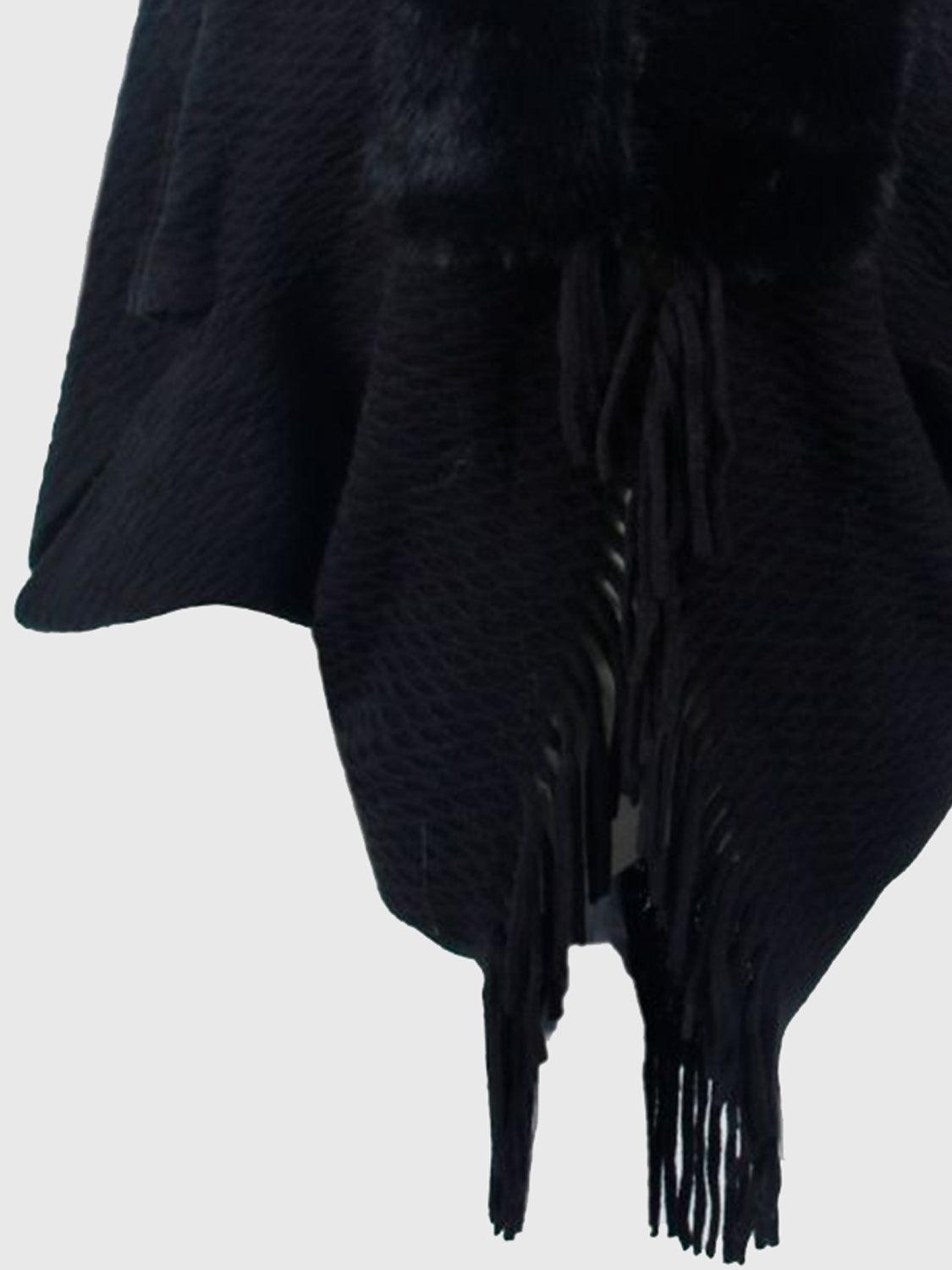 Open Front Fringe Hem Poncho Carauana Store