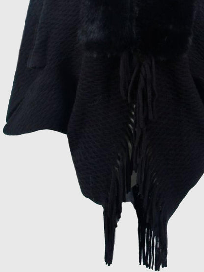 Open Front Fringe Hem Poncho Carauana Store