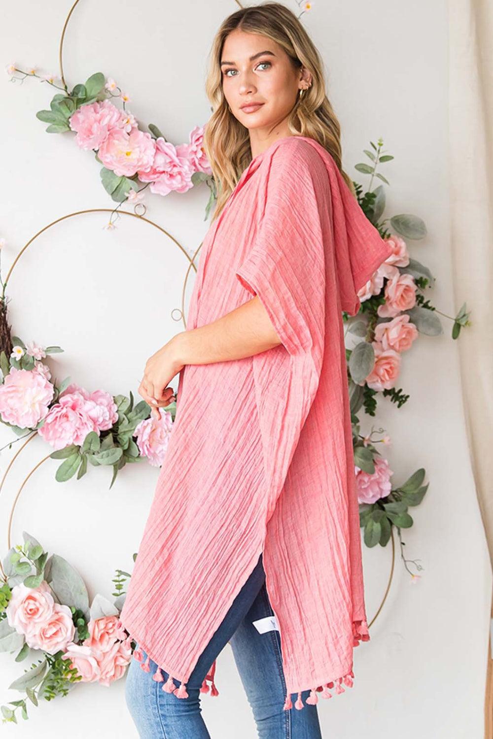 Cotton Bleu by Nu Label Tassel Hem Hooded Cover Up Carauana Store