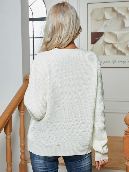 Button Up V-Neck Long Sleeve Cardigan Carauana Store