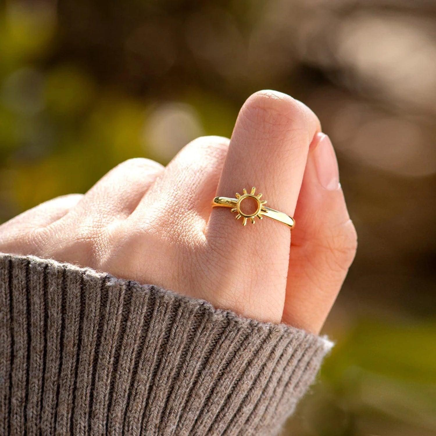 Sun Shape 18K Gold-Plated Ring Carauana Store