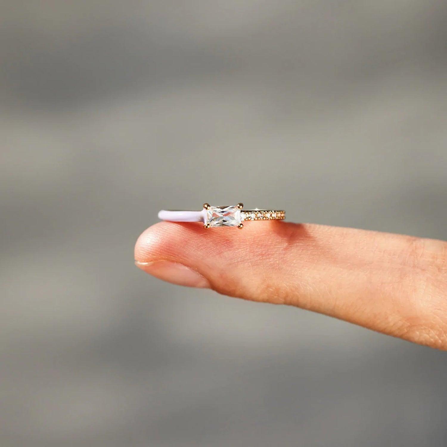 Heart Shape Inlaid Zircon Enamel Ring Carauana Store