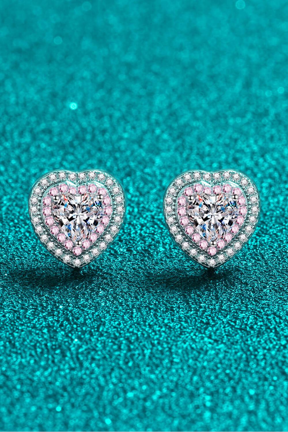 Moissanite Heart-Shaped Stud Earrings Carauana Store