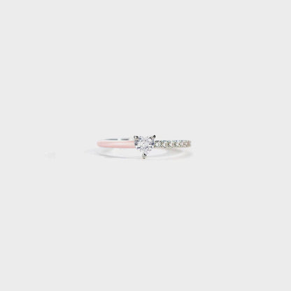 Heart Shape Inlaid Zircon Enamel Ring Carauana Store
