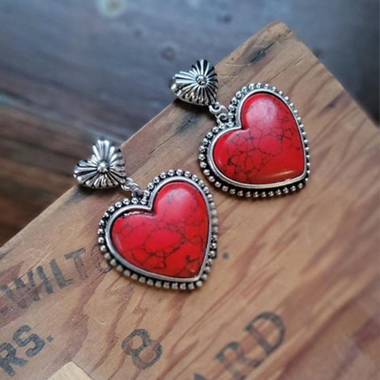 Artificial Turquoise Alloy Heart Dangle Earrings Carauana Store