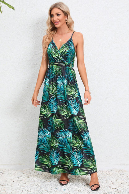 Printed Surplice Maxi Cami Dress Carauana Store