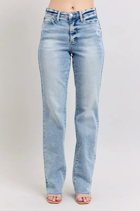 Judy Blue Full Size Mid Rise Light Wash Dad Jeans Plus Size