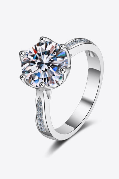 3 Carat Moissanite Rhodium-Plated Side Stone Ring Carauana Store