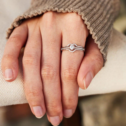 925 Sterling Silver Inlaid Zircon Heart Ring Carauana Store