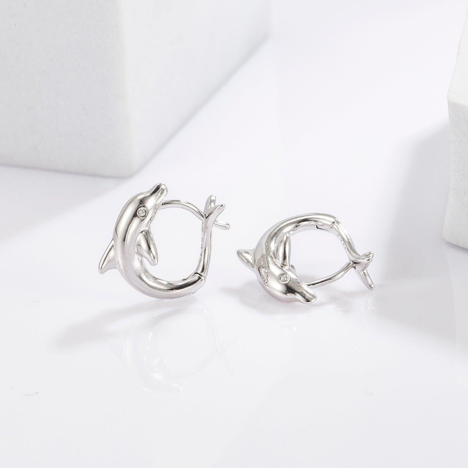 925 Sterling Silver Zircon Dolphin Earrings Carauana Store