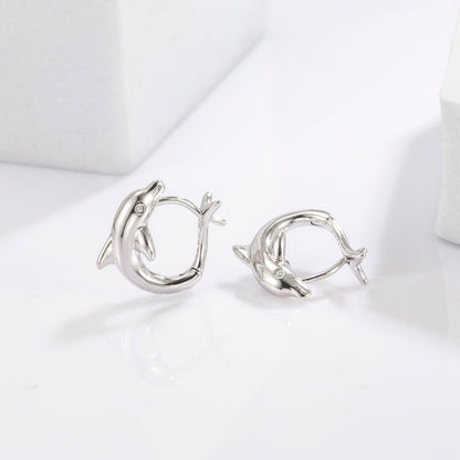 925 Sterling Silver Zircon Dolphin Earrings Carauana Store