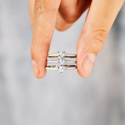 Heart Shape Inlaid Zircon Enamel Ring Carauana Store