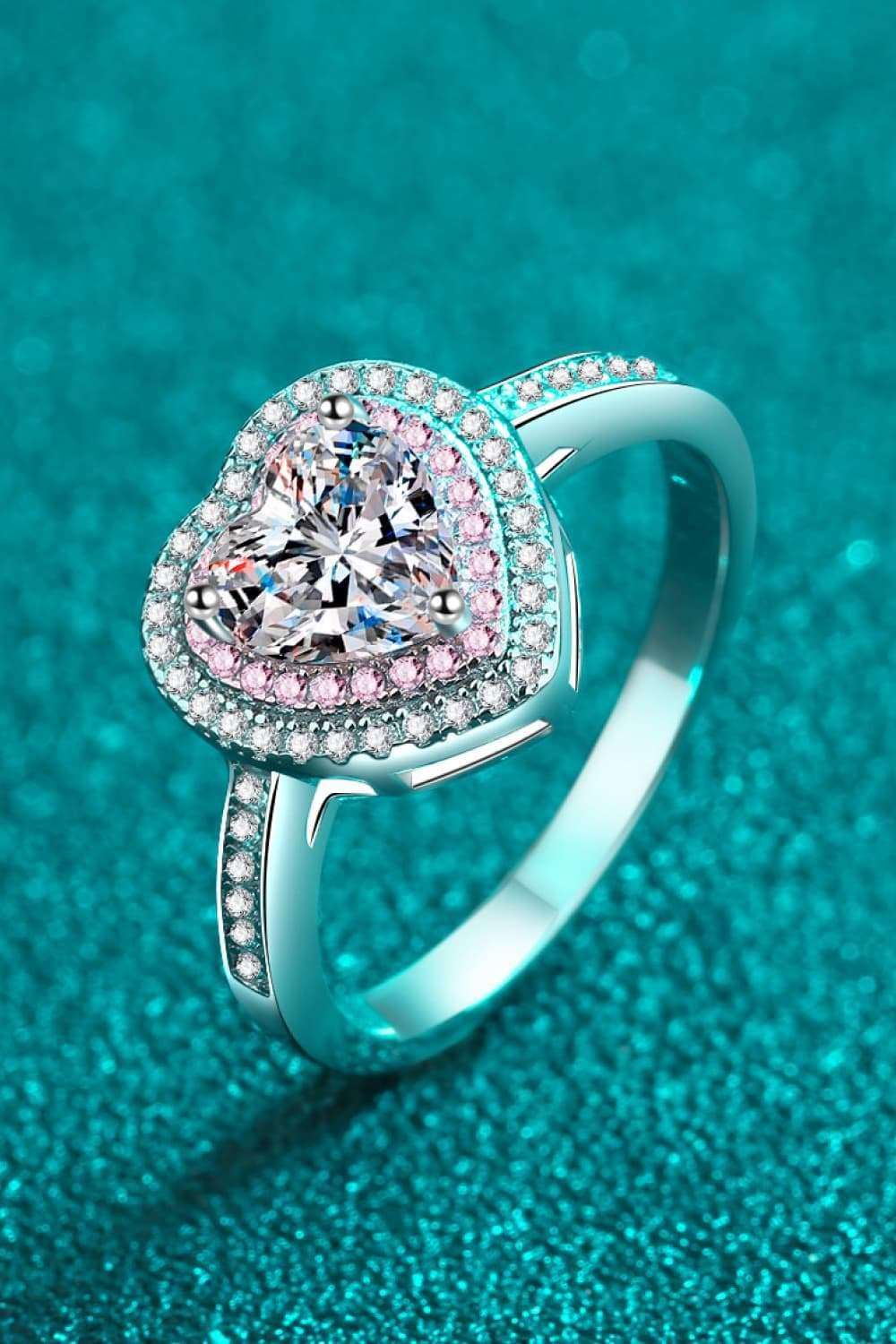 1 Carat Moissanite Heart 925 Sterling Silver Ring Carauana Store