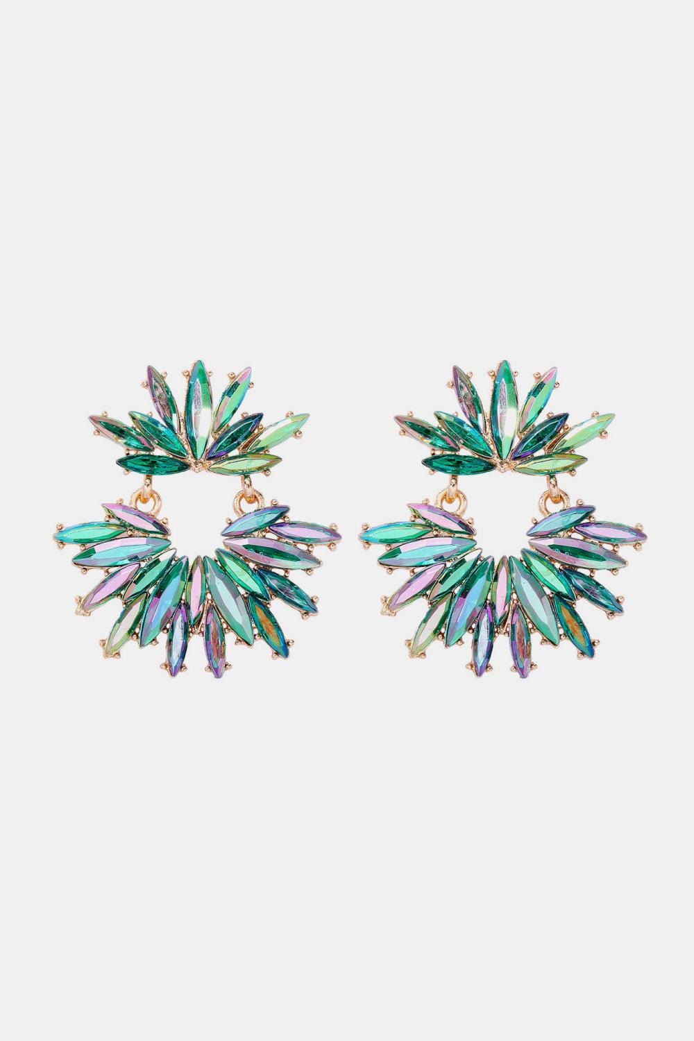 Flower Shape Glass Stone Dangle Earrings Carauana Store