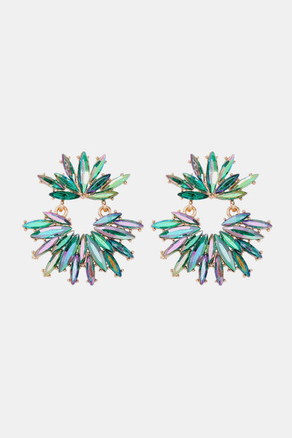 Flower Shape Glass Stone Dangle Earrings Carauana Store