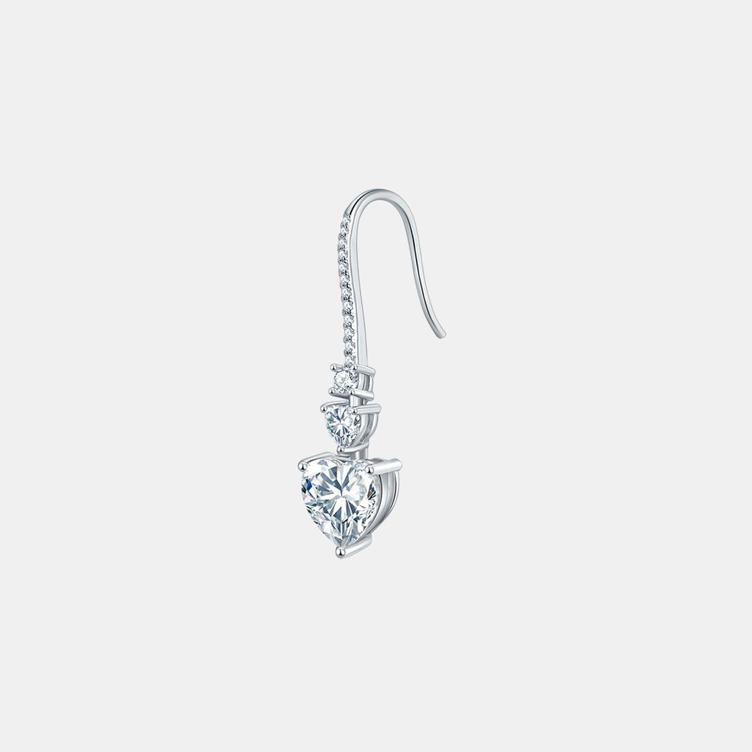 5.44 Carat 925 Sterling Silver Moissanite Heart Drop Earrings Carauana Store
