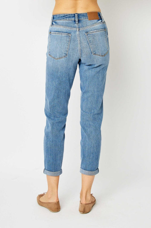 Judy Blue Full Size Cuffed Hem Slim Jeans Carauana Store