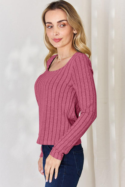 Basic Bae Full Size Ribbed Long Sleeve T-Shirt Carauana Store