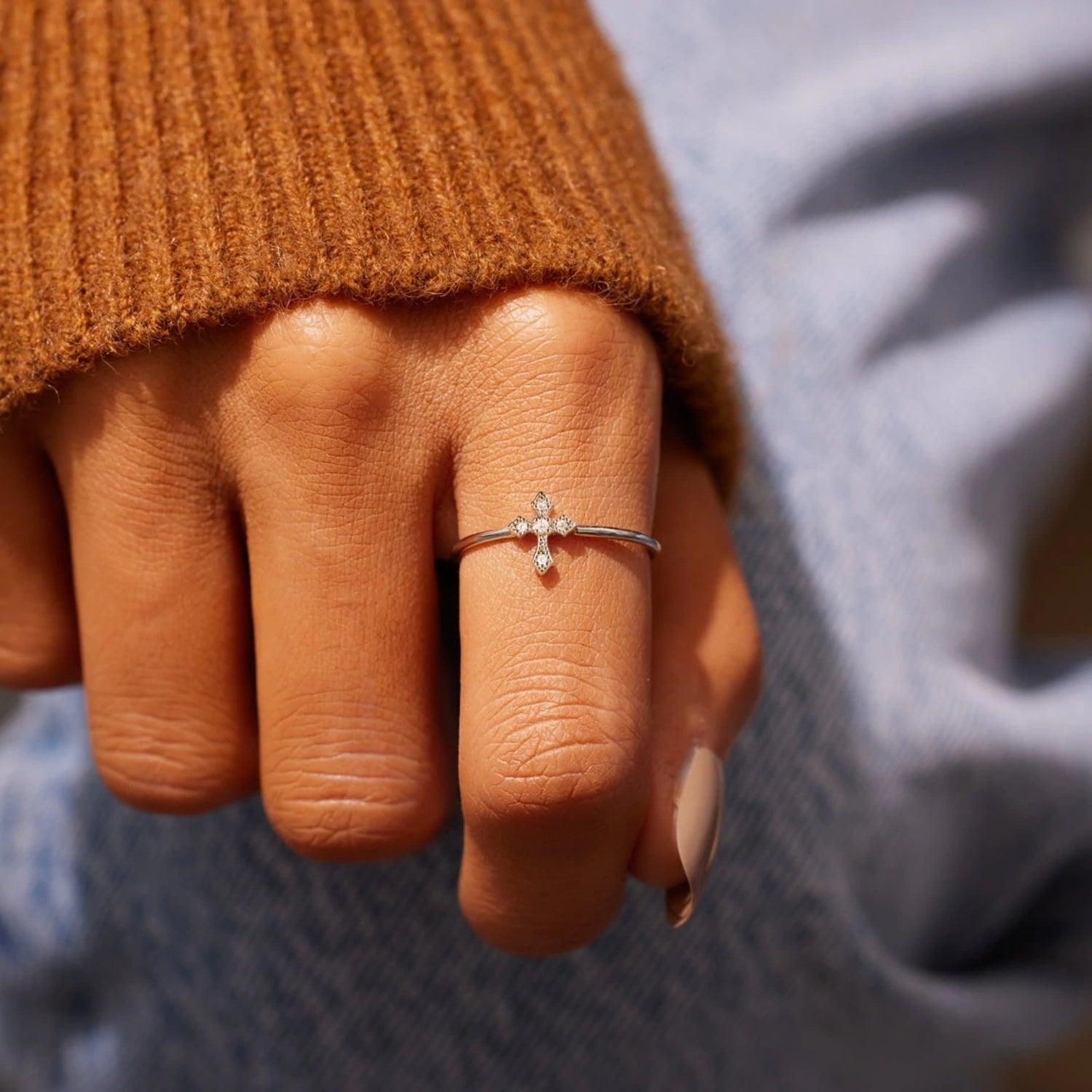 925 Sterling Silver Cross Ring Carauana Store