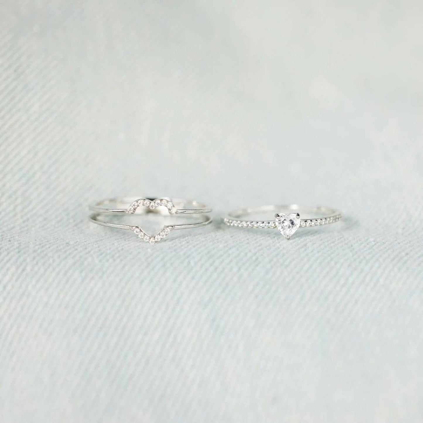 925 Sterling Silver Inlaid Zircon Heart Ring Carauana Store