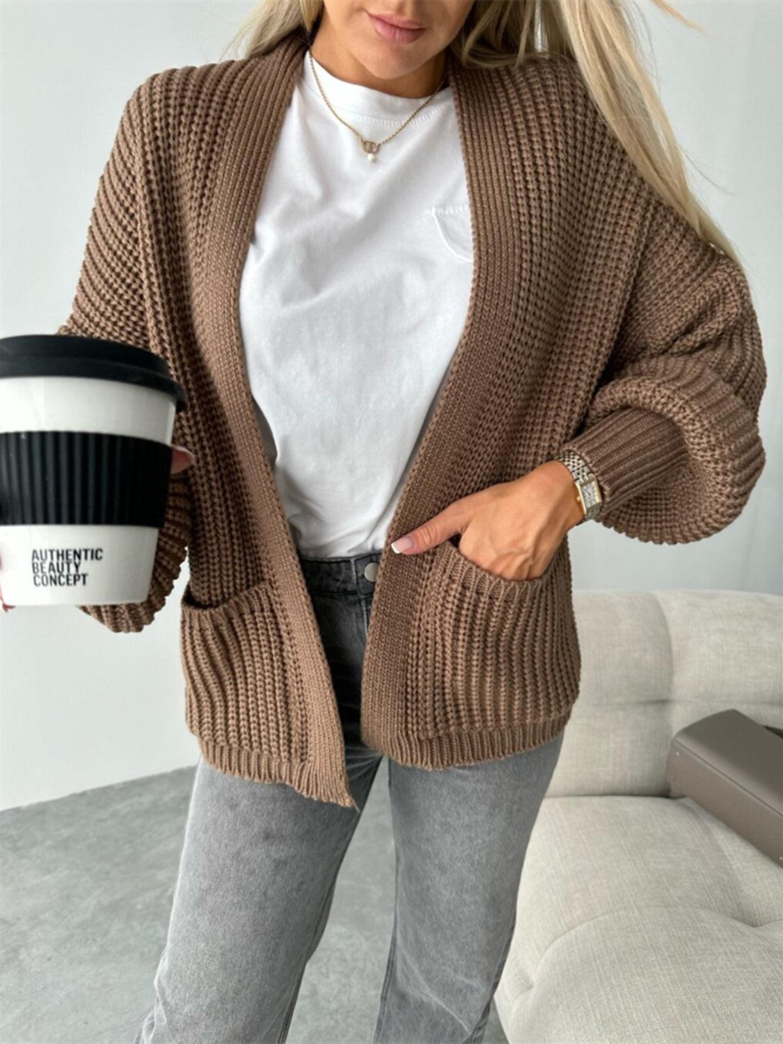 Open Front Dropped Shoulder Cardigan Carauana Store