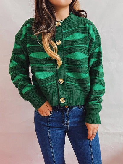 Color Block Button Front Cardigan Carauana Store