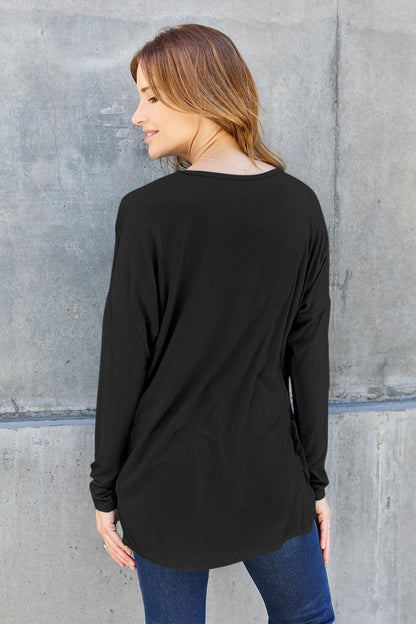 Basic Bae Full Size Round Neck Dropped Shoulder T-Shirt Carauana Store