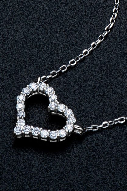 Adored Moissanite Platinum-Plated Heart Necklace Carauana Store