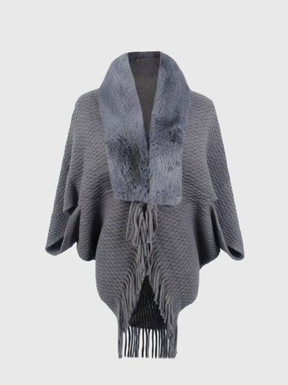 Open Front Fringe Hem Poncho Carauana Store