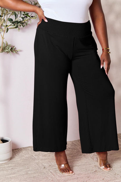 Double Take Full Size Smocked Wide Waistband Wide Leg Pants Carauana Store