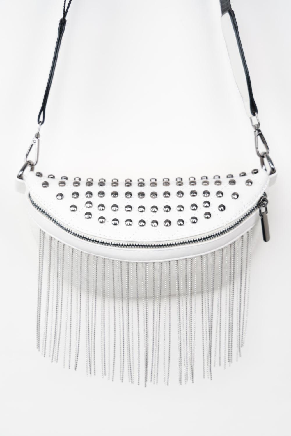 Adored PU Leather Studded Sling Bag with Fringes Carauana Store