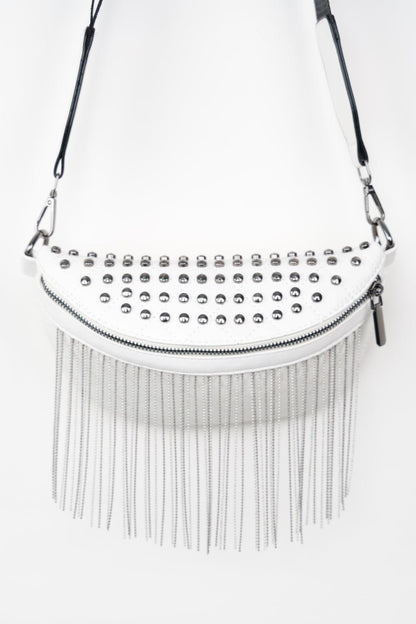 Adored PU Leather Studded Sling Bag with Fringes Carauana Store