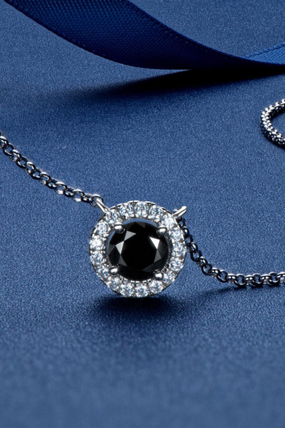 Two-Tone 1 Carat Moissanite Round Pendant Necklace Carauana Store
