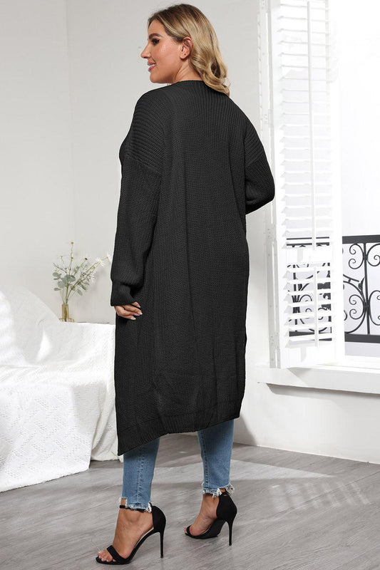 Plus Size Open Front Long Sleeve Cardigan Carauana Store