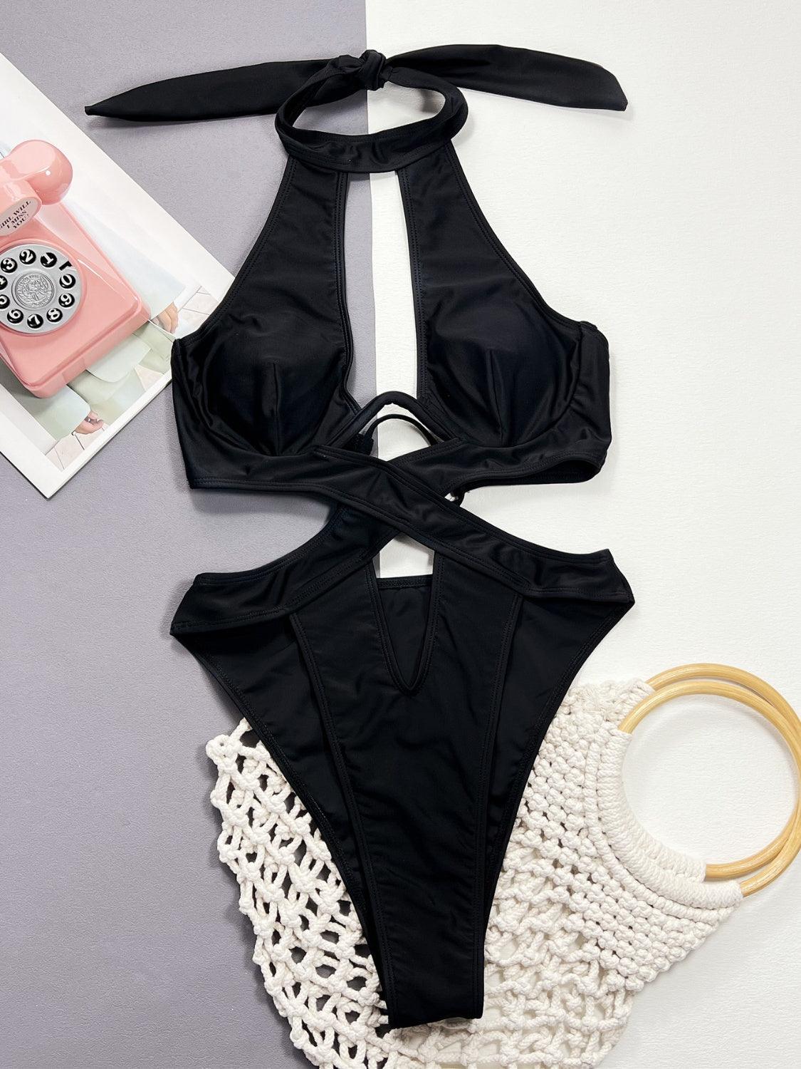 Cutout Halter Neck One-Piece Swimwear Carauana Store