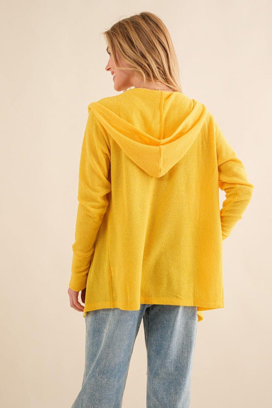 And The Why Full Size Thermal Hooded Open Front Cardigan with Pockets Carauana Store