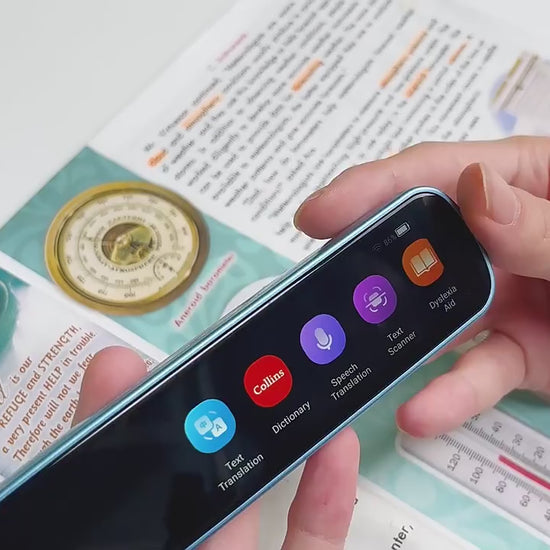 Hand_holding_a_NEWYES_Smart_Translator_Pen_blue_video_tutorials